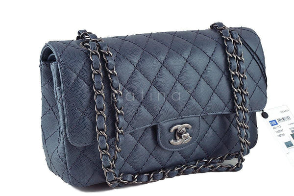 NWT 16B Chanel Gray Caviar Medium Classic 2.55 Double Flap Bag - Boutique Patina