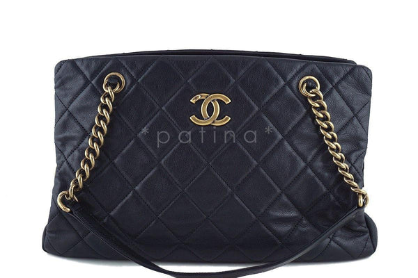 Chanel Black Classic CC Quilted Shopping Tote GST Bag - Boutique Patina