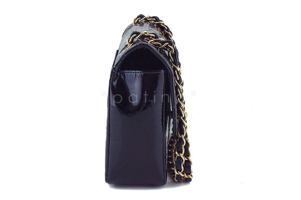 Chanel Black Patent Camelia Pattern Classic 2.55 Flap Bag - Boutique Patina