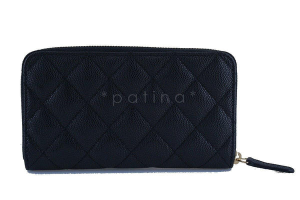 NWT 17C Chanel Black Caviar Zip Around Small Card Wallet Case GHW - Boutique Patina
