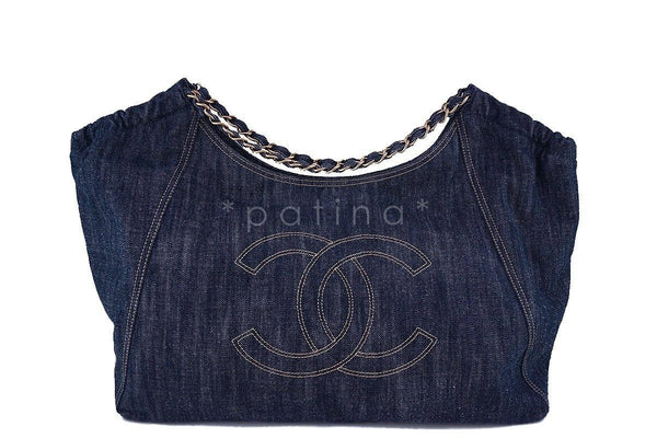Chanel Blue Dark Denim XL Giant Coco Cabas Tote Bag - Boutique Patina