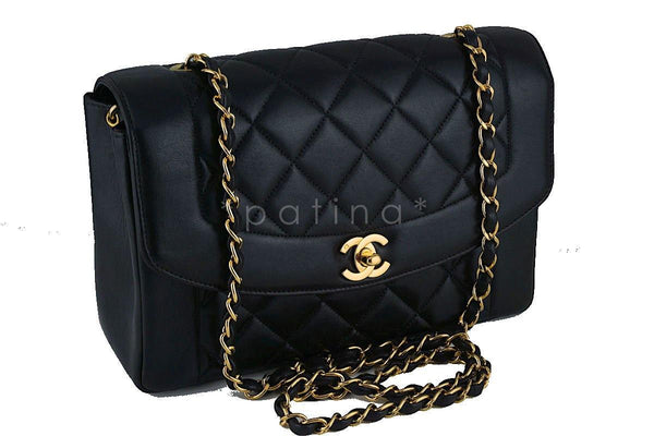 Chanel Black Rare Vintage Quilted Classic Pocket "Diana" Shoulder Flap Bag - Boutique Patina