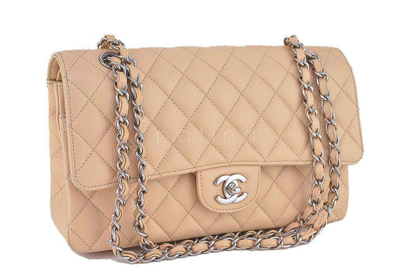 Chanel Beige Clair Caviar Medium Classic 2.55 Double Flap Bag - Boutique Patina