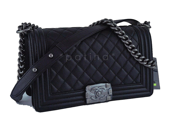 NWT 17P Chanel Black Le Boy Classic Flap, Medium Caviar Bag - Boutique Patina