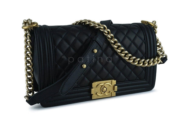 Chanel Black Boy Classic Flap, Medium Lambskin Bag GHW - Boutique Patina