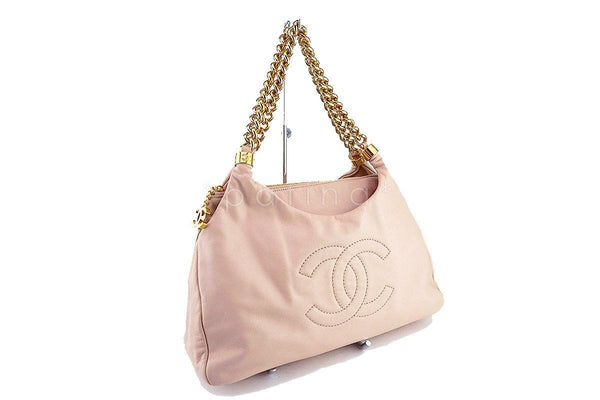 Chanel Beige Soft Chunky Chain Rodeo Drive Hobo Tote Bag - Boutique Patina