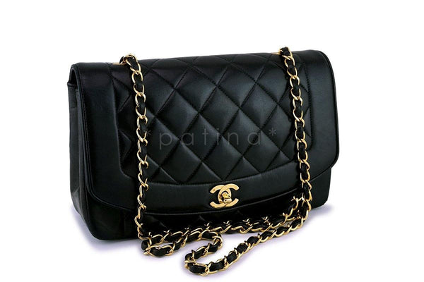 Chanel Vintage Black Lambskin Medium Diana Flap Bag - Boutique Patina