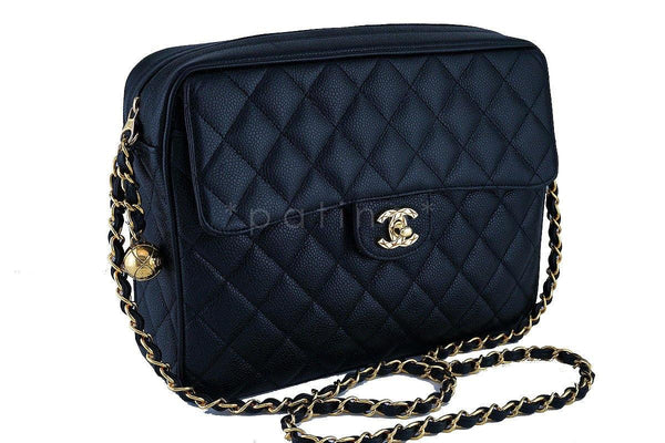 Chanel Black Caviar Classic Quilted Flap Camera Purse Bag - Boutique Patina