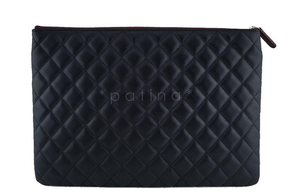 NWT Chanel Black Classic Quilted Large O Case Flap Clutch Purse Bag GHW - Boutique Patina