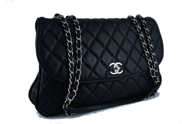 Chanel Black Maxi/Jumbo sized Quilted Soft Classic Messenger Flap Bag - Boutique Patina