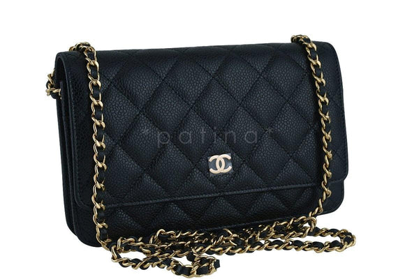 New Chanel Black Classic Quilted WOC Wallet on Chain Flap Bag - Boutique Patina