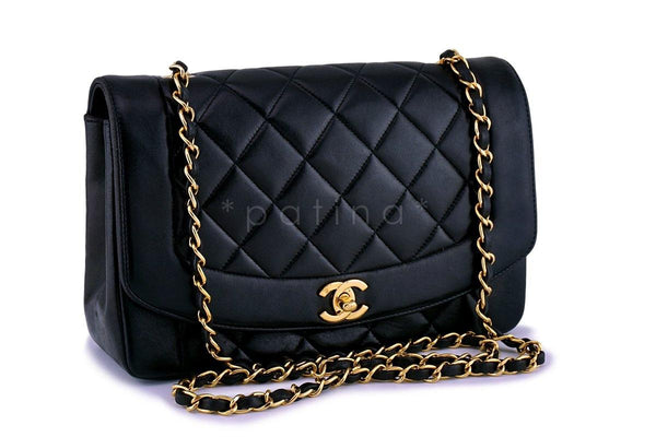 Chanel Black Vintage Quilted Classic "Diana" Shoulder Flap Bag 24k GHW - Boutique Patina
