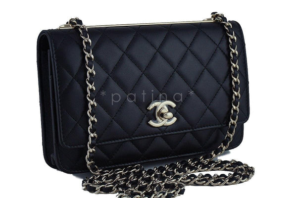 NWT 17A Chanel Black Trendy CC Classic Wallet on Chain WOC Flap Bag - Boutique Patina