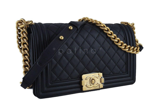 NIB 17A Chanel Black Caviar Boy Classic Flap Medium Bag - Boutique Patina