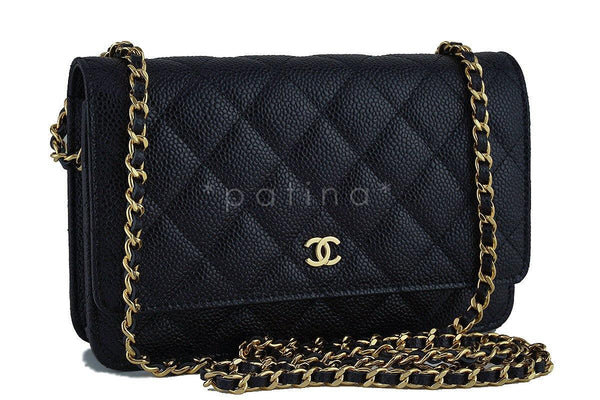 NIB Chanel Caviar Black Classic Quilted WOC Wallet on Chain Flap Bag, GHW - Boutique Patina