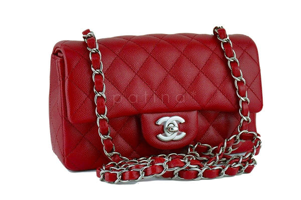 NWT 17B Chanel Red Caviar Classic Rectangular Mini 2.55 Flap Bag SHW - Boutique Patina