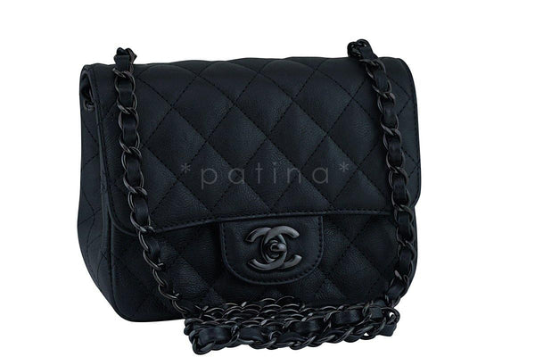 Rare Chanel So Black Classic Quilted Square Mini 2.55 Flap Bag - Boutique Patina