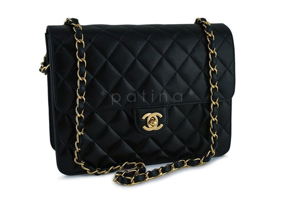 Chanel Black Lambskin Classic Vintage Timeless Flap Bag GHW - Boutique Patina