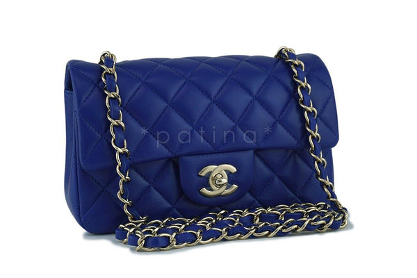New 17B Chanel Blue Classic Quilted Rectangular Mini 2.55 Flap Bag GHW - Boutique Patina