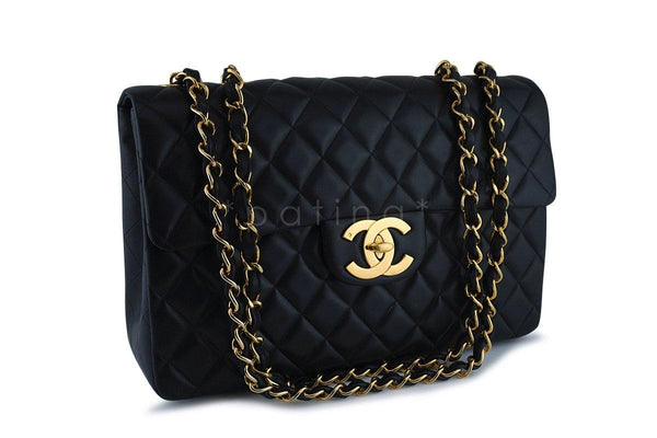 Chanel Black Vintage Maxi Jumbo XL Classic Lambskin Flap Bag - Boutique Patina