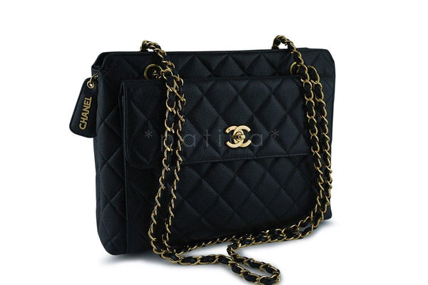 Chanel Black Vintage Caviar Classic Flap Shopper Tote Bag - Boutique Patina