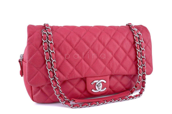 Chanel Rose Pink Caviar Jumbo Classic Easy Flap Bag - Boutique Patina