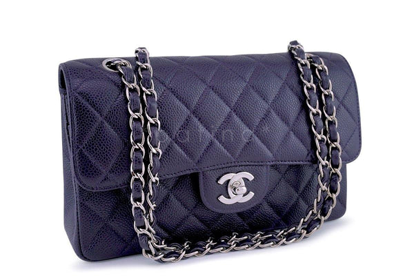 Chanel Raisin Purple Caviar Small Classic 2.55 Double Flap Bag SHW - Boutique Patina