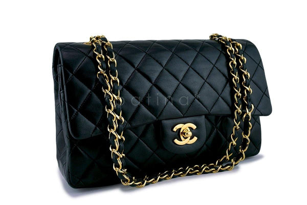 Chanel Black Lambskin Medium  Classic Double Flap Bag 24k GHW - Boutique Patina