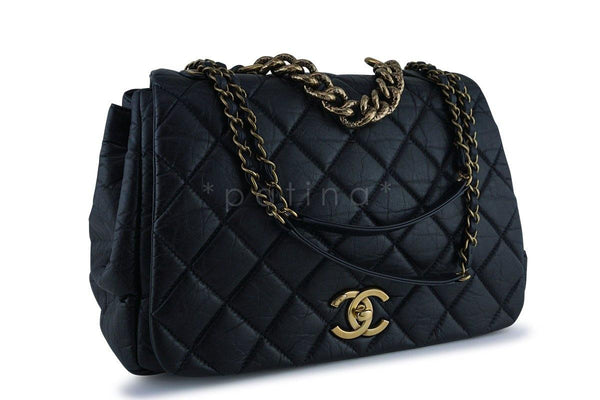 Chanel Black Calf Jumbo Quilted Luxury Accordion Flap Bag - Boutique Patina