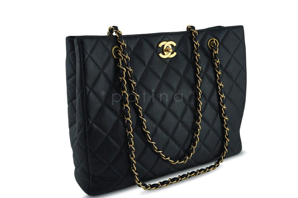 Chanel Black Caviar Classic Quilted Shopper Tote Bag 24kgp - Boutique Patina