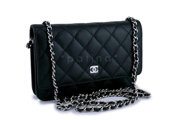 New Chanel Black Rare Fantasy Pearls Wallet on Chain WOC Flap Bag