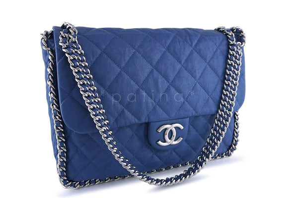Chanel Blue Chain Around Maxi Luxe Flap Bag - Boutique Patina