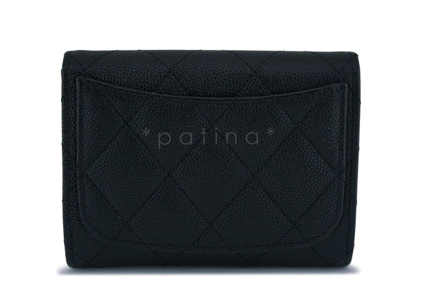 Chanel Black Caviar Medium Flap Card Holder Wallet Case SHW - Boutique Patina