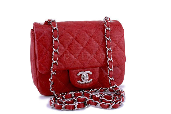Chanel Red Caviar Classic Quilted Square Mini 2.55 Flap Bag SHW - Boutique Patina