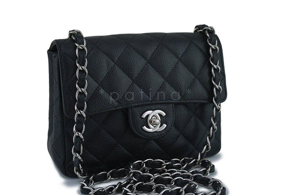 Chanel Black Classic Caviar Quilted Square Mini Flap Bag SHW - Boutique Patina
