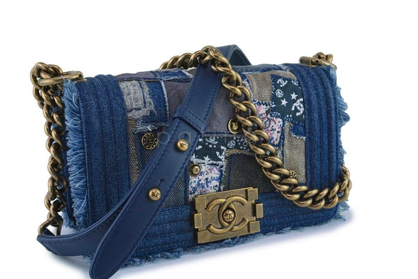 Chanel Denim Patchwork Small Boy Classic Flap Bag - Boutique Patina
