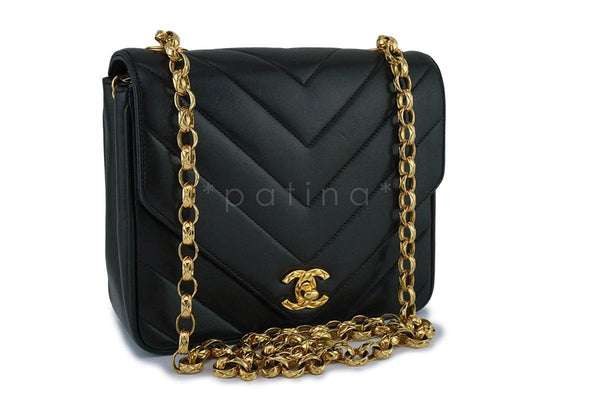 Chanel Black Vintage Gold Chain Classic 2.55 Flap Bag 24k GP - Boutique Patina