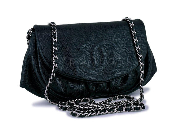 Chanel Black Caviar Half Moon WOC Wallet Chain Bag SHW - Boutique Patina