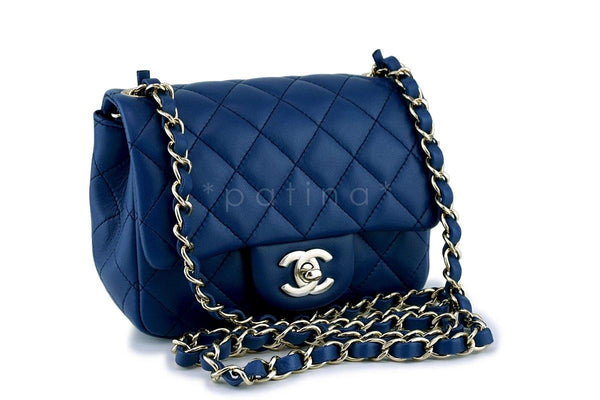 NIB 18C Chanel Blue Classic Quilted Square Mini 2.55 Flap Bag GHW - Boutique Patina