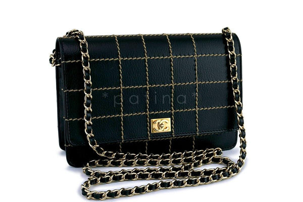 Chanel Black Contrast Stitch Classic WOC Wallet on Chain WOC Bag - Boutique Patina