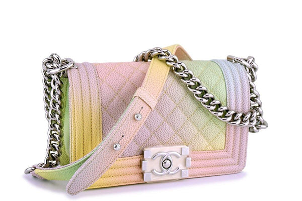 Chanel Rainbow Boy Flap Bag Quilted Painted Caviar Old Medium at