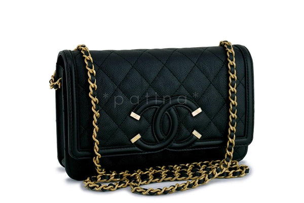 CHANEL CC Timeless CAVIAR Leather WALLET ON CHAIN WOC Coral Light