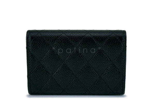 NWT Chanel Black Caviar Compact Flap Card Holder Wallet Case - Boutique Patina