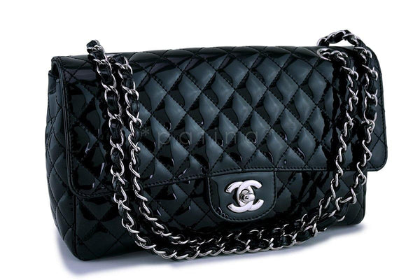 Chanel Black Patent Medium Classic 2.55 Flap Bag SHW - Boutique Patina