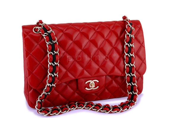 Chanel Red Jumbo Limited Joined Chain Classic Flap Bag GHW - Boutique Patina