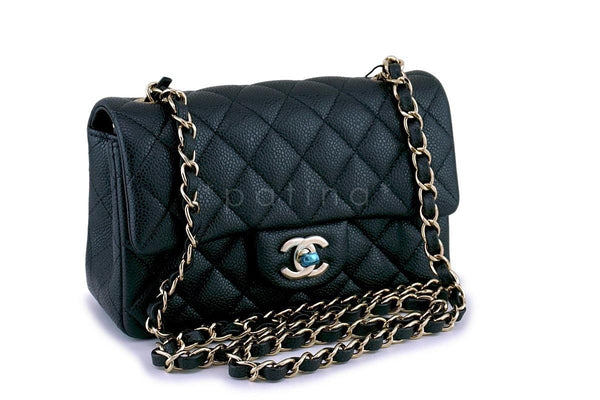 NWT 18S Chanel Iridescent Gray Caviar Classic Rectangular Mini Flap Bag GHW - Boutique Patina