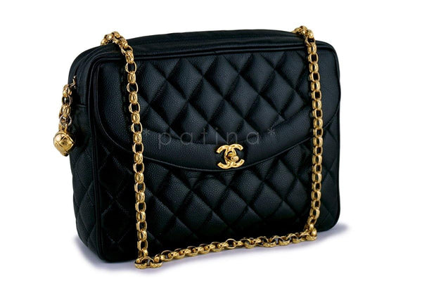 Chanel Vintage Black Caviar Classic "Flap" Camera Case Bag 24k GHW - Boutique Patina