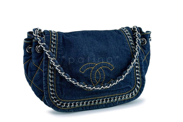 Chanel Denim Blue Luxury Ligne Flap Bag SHW - Boutique Patina