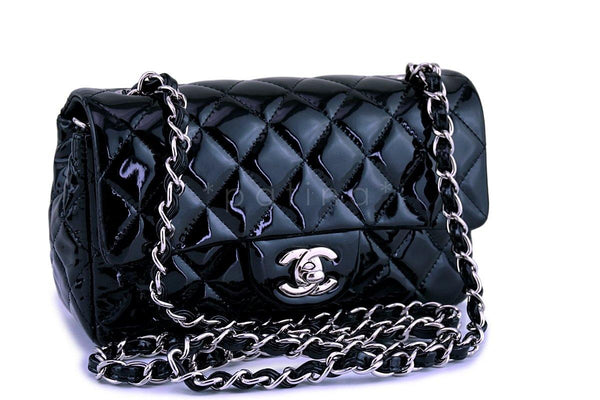 Chanel Black Patent Classic Quilted Rectangular Mini 2.55 Flap Bag - Boutique Patina