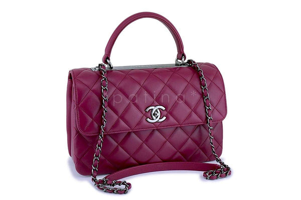 17K Chanel Dark Pink Medium-Large Trendy CC Classic Handle Kelly Flap Tote Bag - Boutique Patina